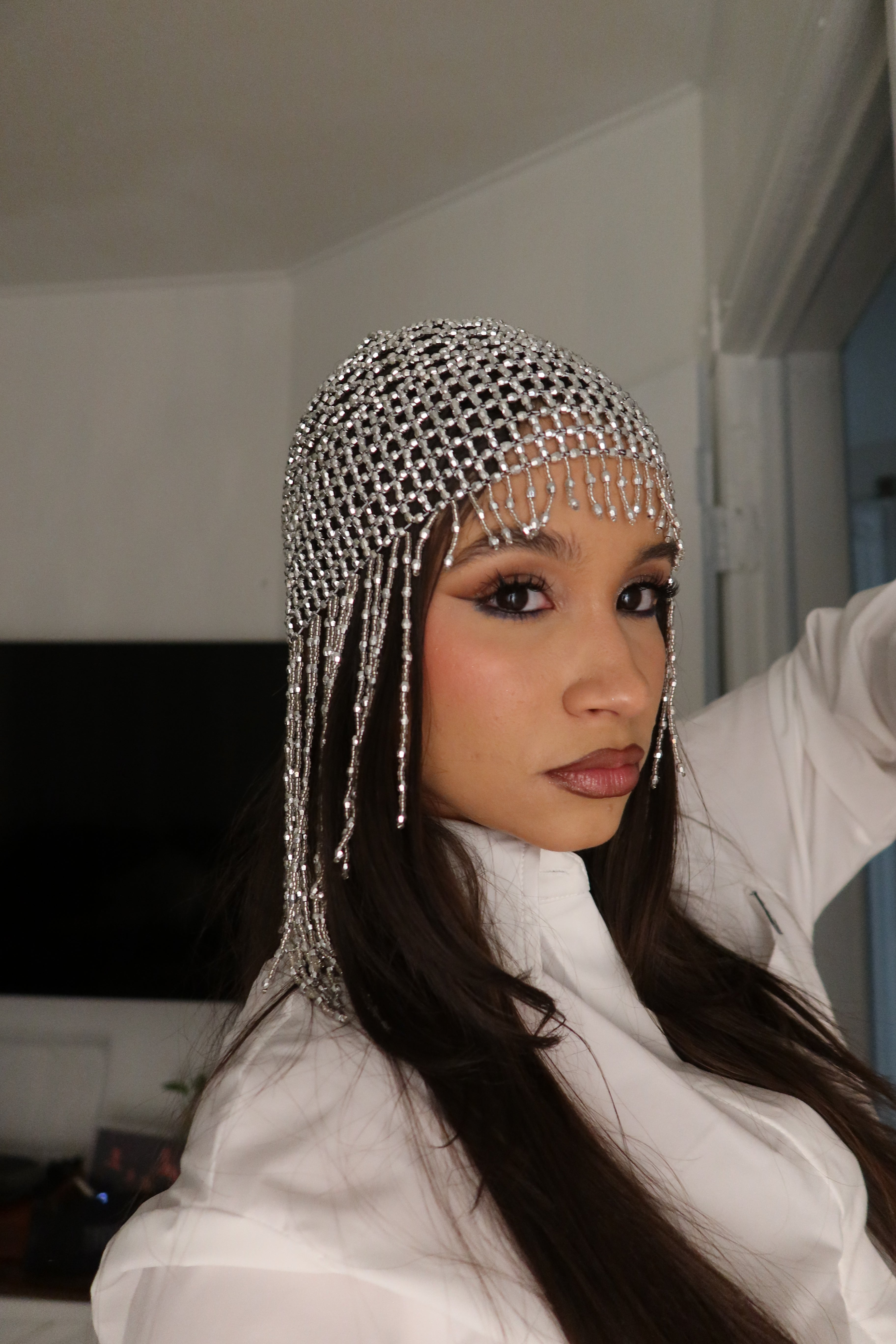 Goddess beaded cap