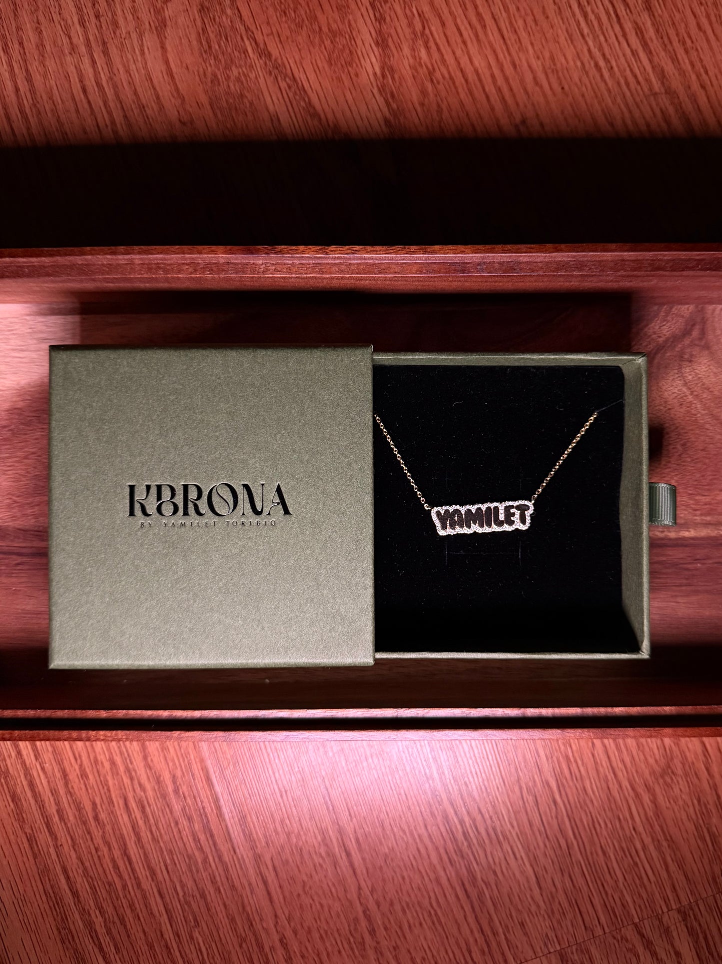 Icy name plate necklace