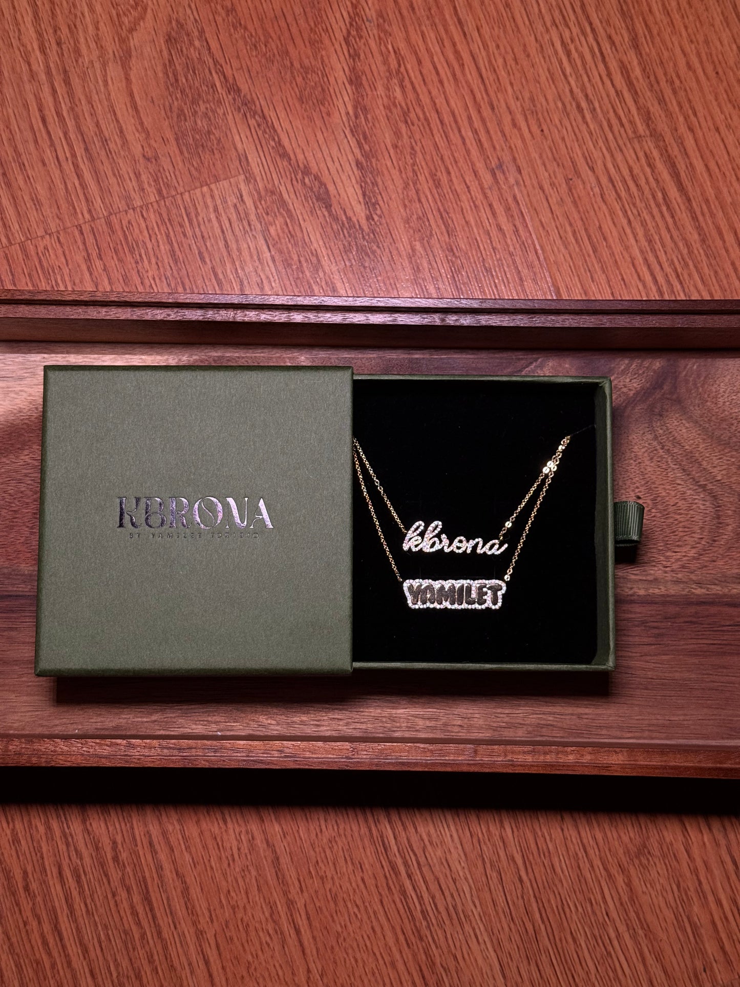 Icy name plate necklace